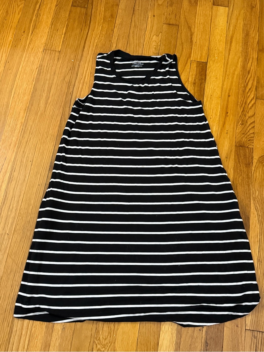 Time and Tru Black and White Striped Sleeveless A-Line Dress